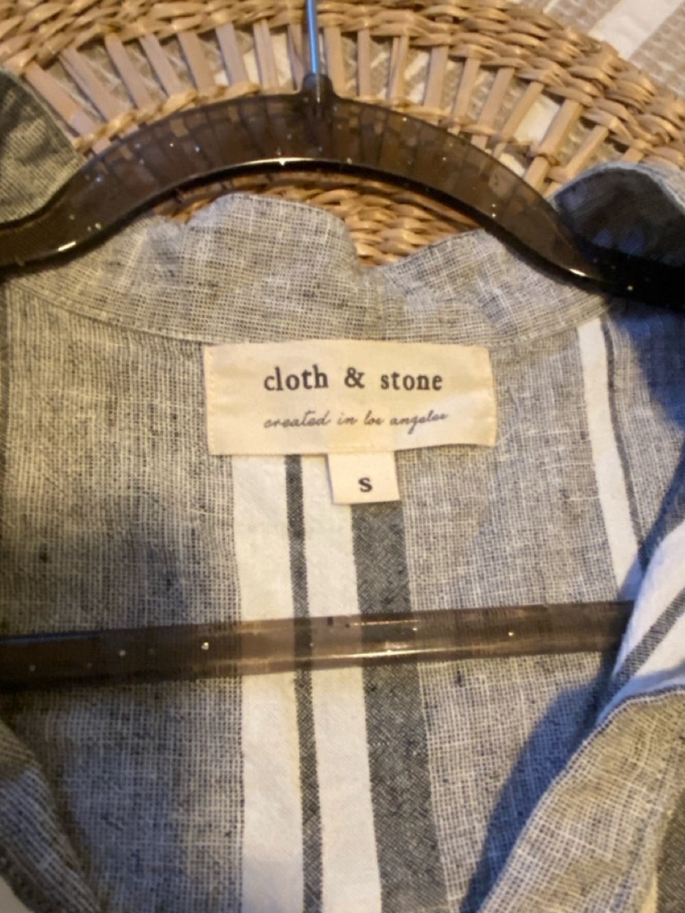 cloth & stone Anthropologie Gray and White Striped Collared Dress - Picture 5 of 7